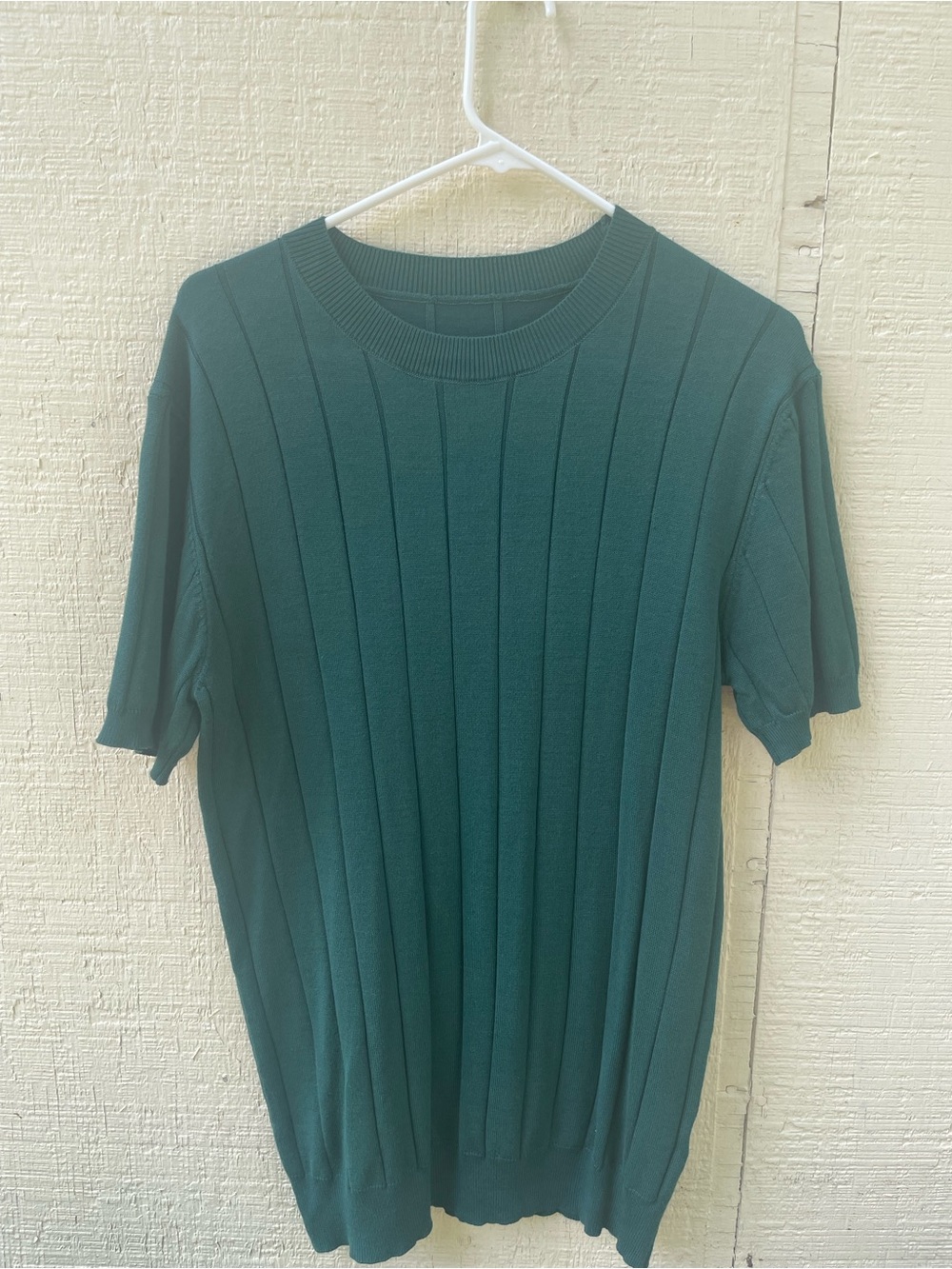 Forest Green Ribbed Knit Short Sleeve Top